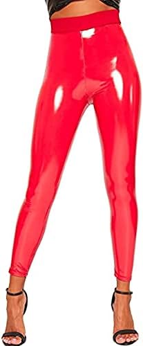 Romaans Ladies Latex Vinyl Shiny Leggings PVC PU High Waisted Stretch Wet Look Disco Womens Sexy Trousers