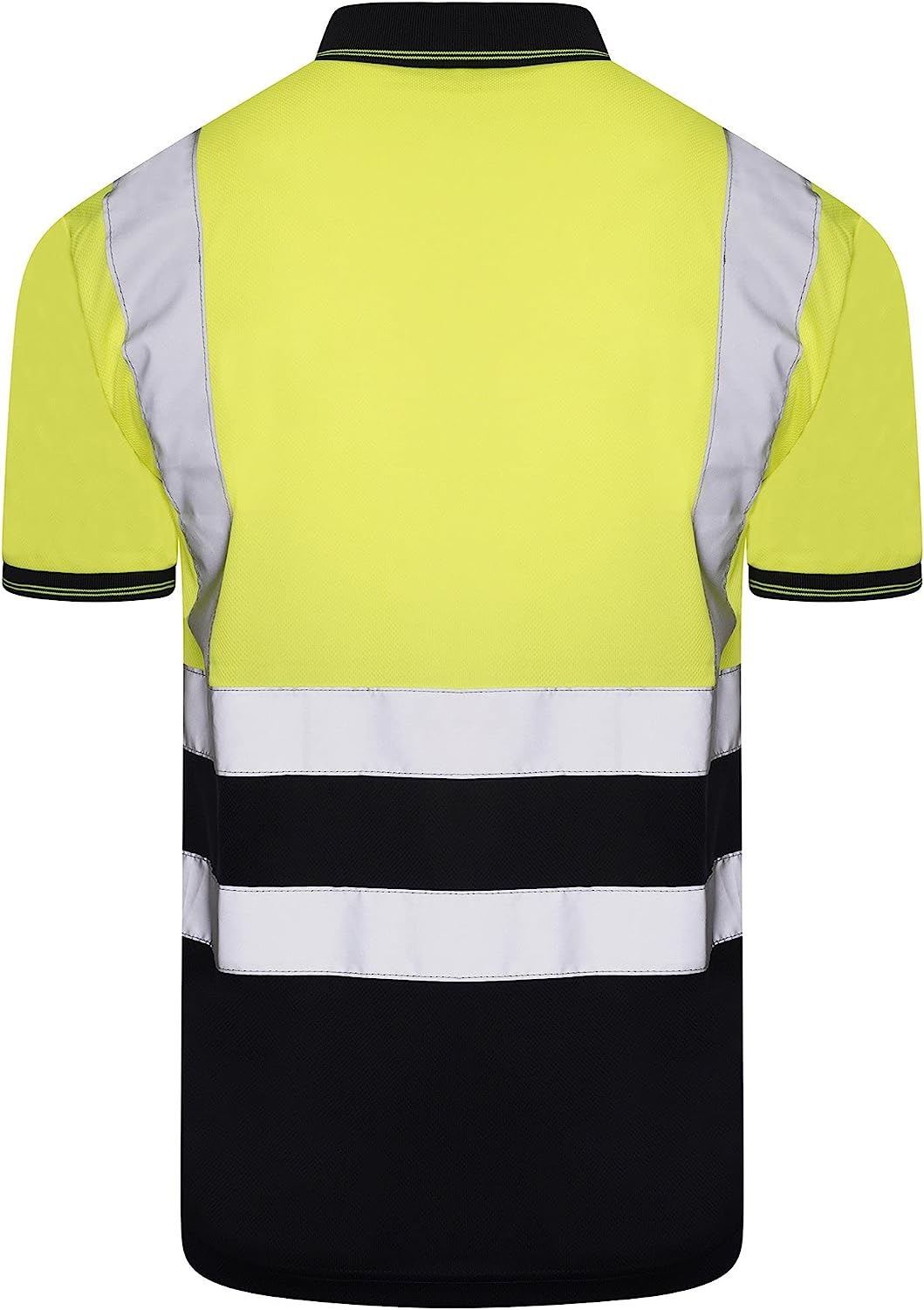 Romaans Hi Viz Vis High Visibility Polo Shirt Reflective Tape Safety Security Work Button T-Shirt Breathable Lightweight Double Tape
