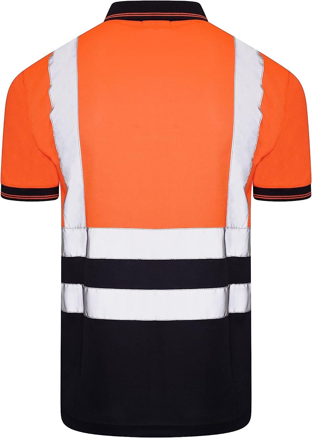 Romaans Hi Viz Vis High Visibility Polo Shirt Reflective Tape Safety Security Work Button T-Shirt Breathable Lightweight Double Tape