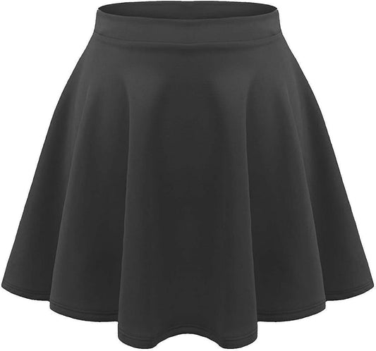 Romaans Kids Girls Children HIGH Waisted Stretch Plain Flippy Flared Short Skater Skirts