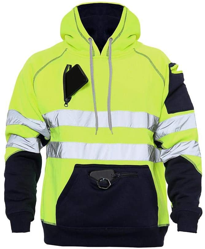Romaans Hi Vis Hoodie Sweatshirt Safety Work Reflective Jumper Hoodie High Viz Hoodie High Visibility Sweatshirt 3 zippe