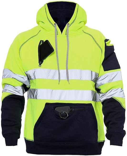 Romaans Hi Vis Hoodie Sweatshirt Safety Work Reflective Jumper Hoodie High Viz Hoodie High Visibility Sweatshirt 3 zipped pocket