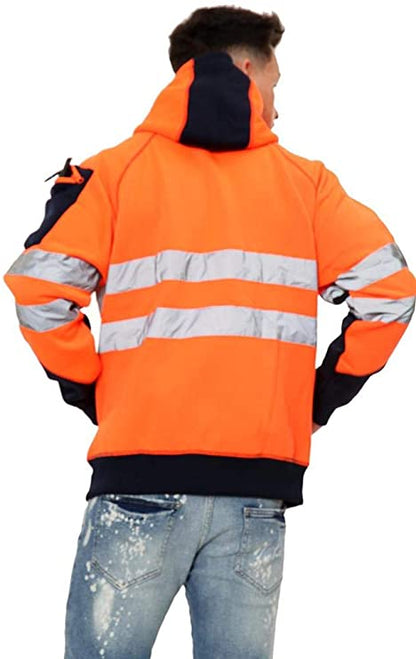 Romaans Hi Vis Hoodie Sweatshirt Safety Work Reflective Jumper Hoodie High Viz Hoodie High Visibility Sweatshirt 3 zippe