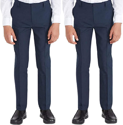Romaans 2 Pack Pull Up Elasticated Boys School Trousers Age 2 to 14 Years