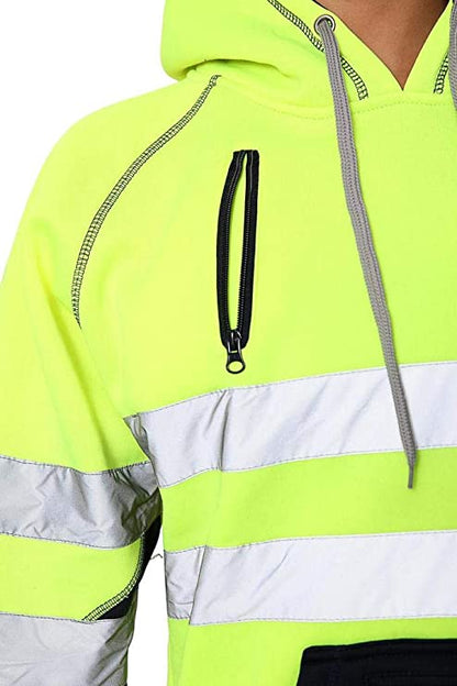Romaans Hi Vis Hoodie Sweatshirt Safety Work Reflective Jumper Hoodie High Viz Hoodie High Visibility Sweatshirt 3 zippe