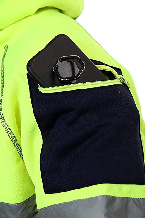 Romaans Hi Vis Hoodie Sweatshirt Safety Work Reflective Jumper Hoodie High Viz Hoodie High Visibility Sweatshirt 3 zippe