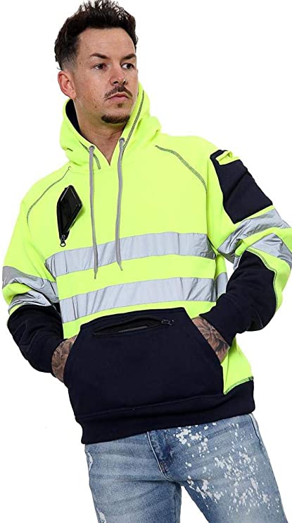 Romaans Hi Vis Hoodie Sweatshirt Safety Work Reflective Jumper Hoodie High Viz Hoodie High Visibility Sweatshirt 3 zippe