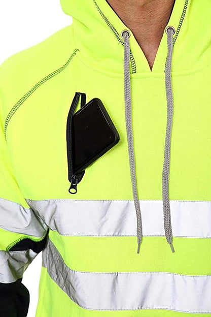 Romaans Hi Vis Hoodie Sweatshirt Safety Work Reflective Jumper Hoodie High Viz Hoodie High Visibility Sweatshirt 3 zippe