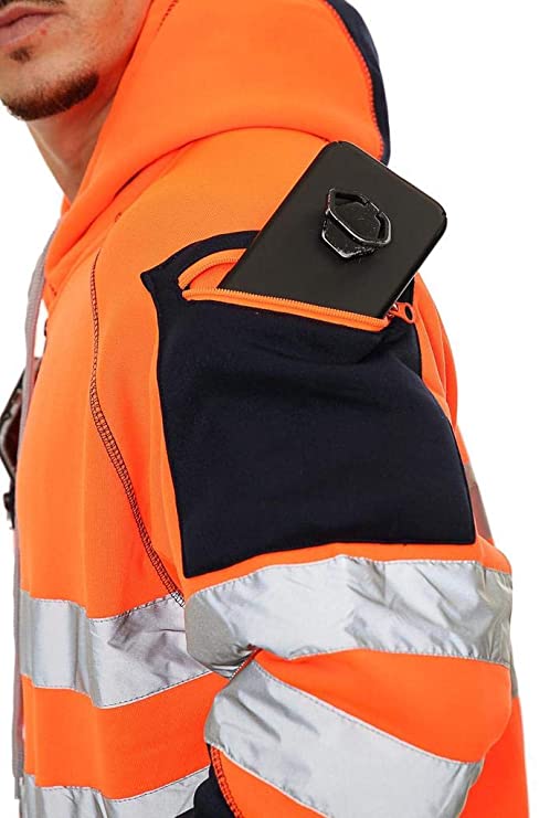 Romaans Hi Vis Hoodie Sweatshirt Safety Work Reflective Jumper Hoodie High Viz Hoodie High Visibility Sweatshirt 3 zippe