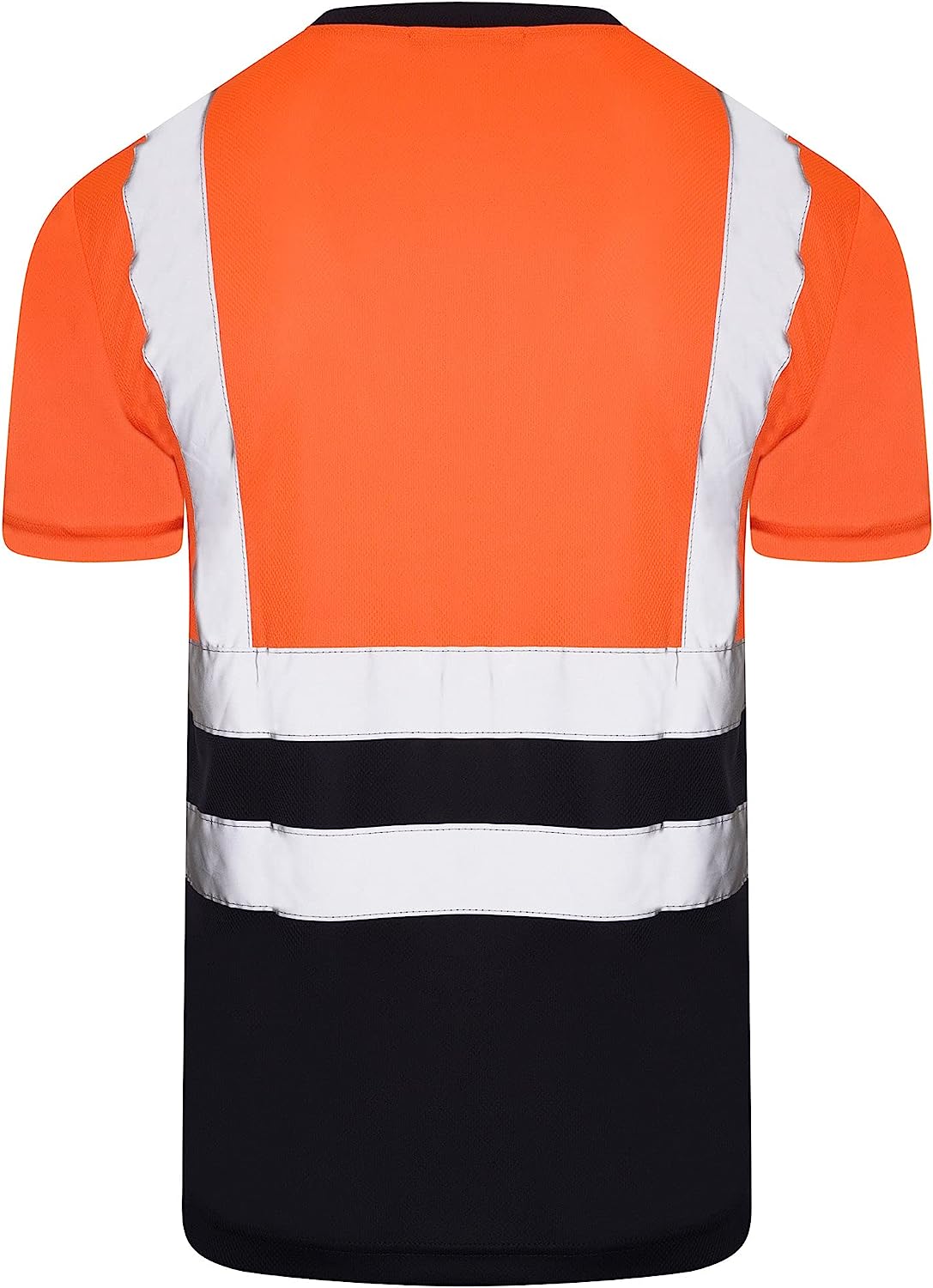 Romaans Hi Vis Yellow T Shirt High Viz Visibility 2 Band Brace Work Round Neck T-Shirt Reflective Tape Security Workwear Road Works Retroreflective Visibility Shirts S-3XL