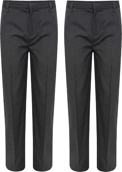Romaans 2 Pack Pull Up Elasticated Boys School Trousers Age 2 to 14 Years