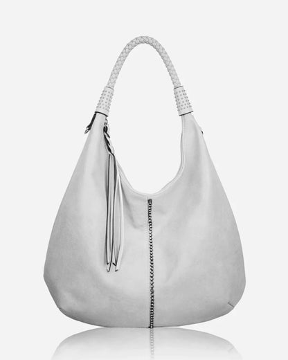 New Women's Studded Style Faux Leather Bag Ladies Casual Slouch Hobo Shoulder Tote Handbag with Crossbody Strap